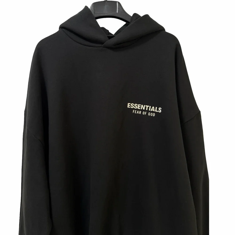 Fear of God‎ ESSENTIALS Mens Fleece Pullover Hoodie Size XL Black White Graphic